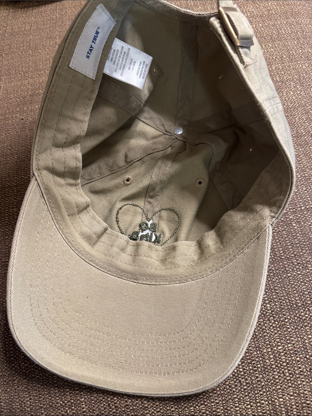 Life is Good Be Kind Heart Chill Cap Khaki Green Adjustable Hat OS - Picture 9 of 10